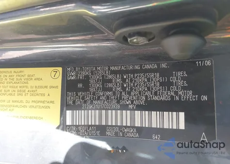 2007 Lexus Rx 350 from USA, damaged, VIN 2T2GK31U17C023939